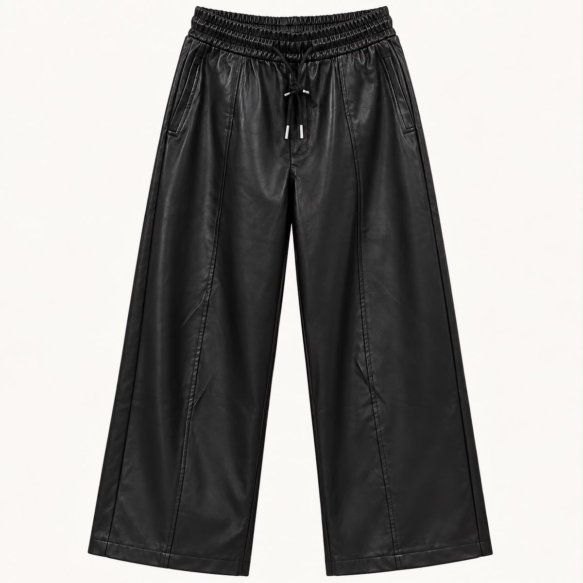 Faux Leather Wide-Leg Pants