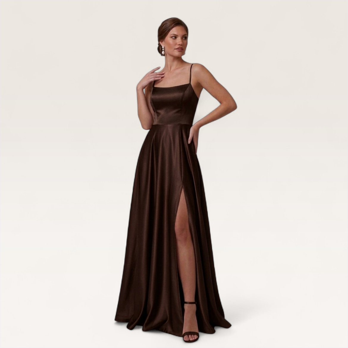 Luna Satin Slit Gown