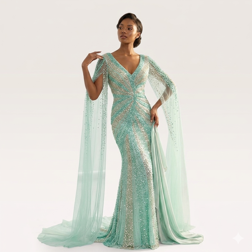 Crystal Cape Gown