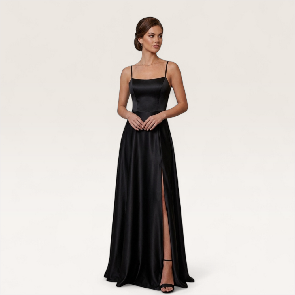 Luna Satin Slit Gown