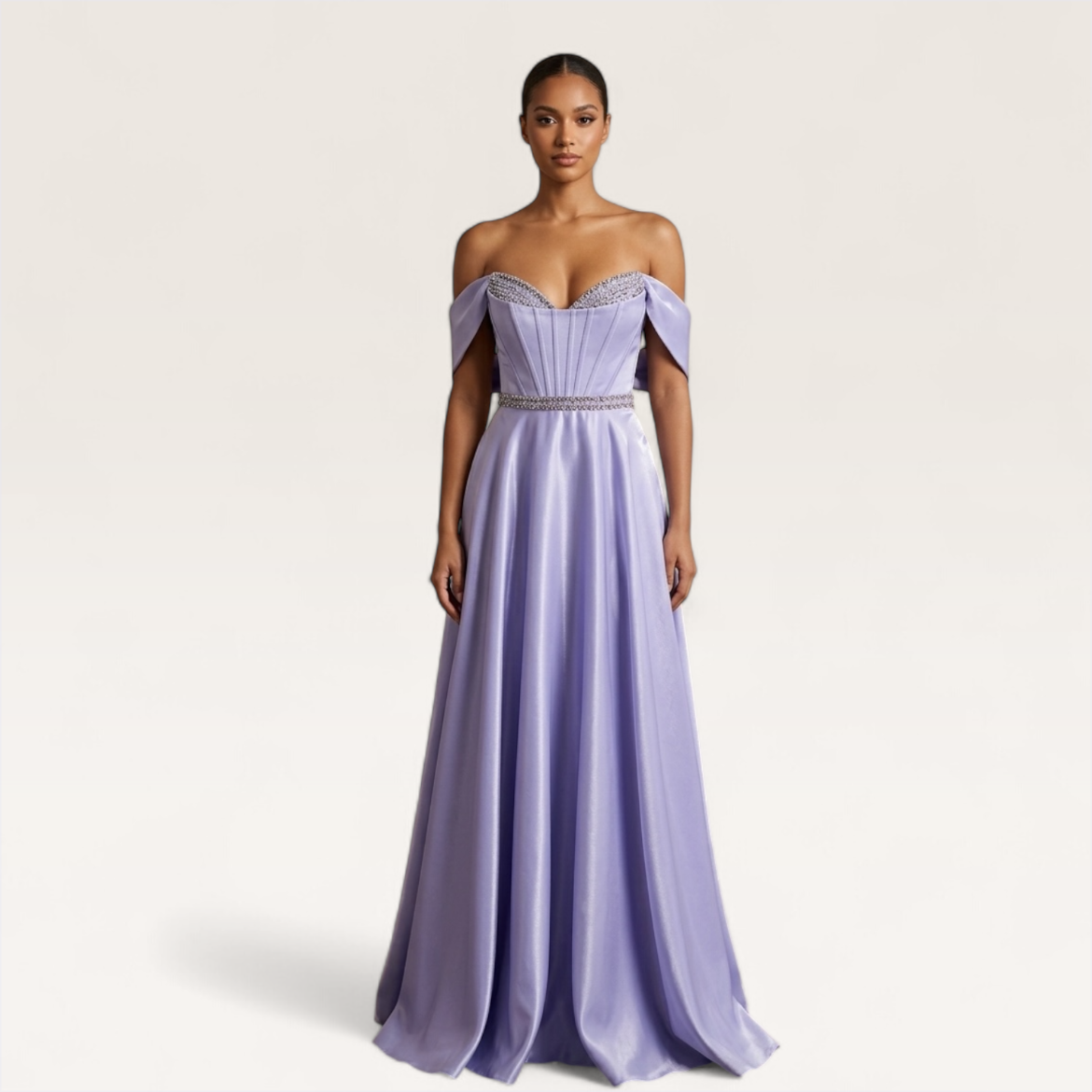 Off-the-Shoulder Gown with Embellished Detailing