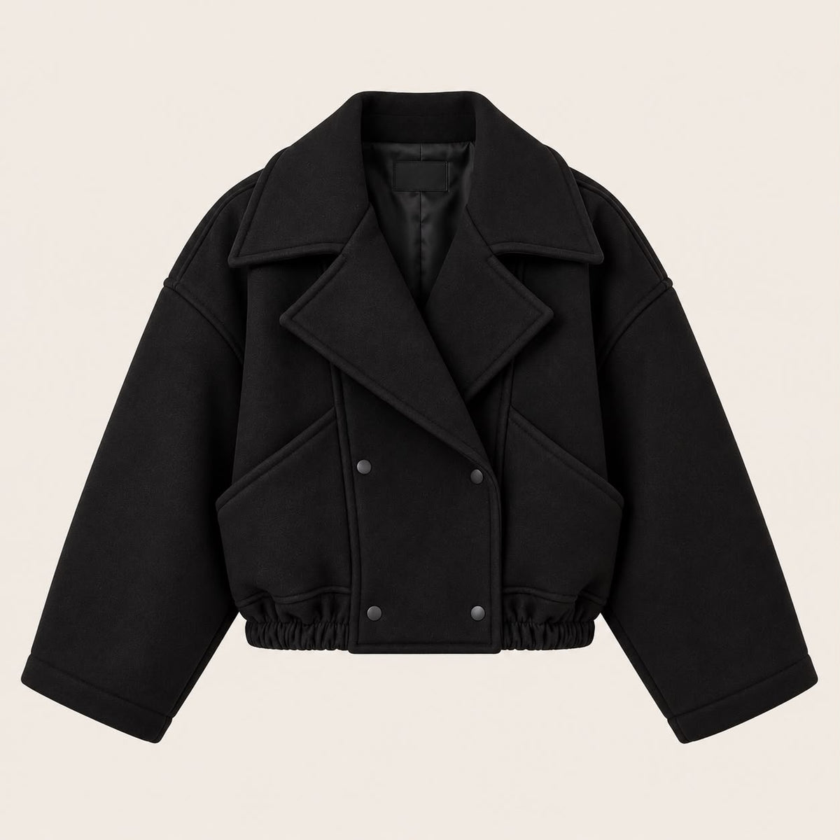 Cropped Double-Breasted Jacket With Wide Lapels