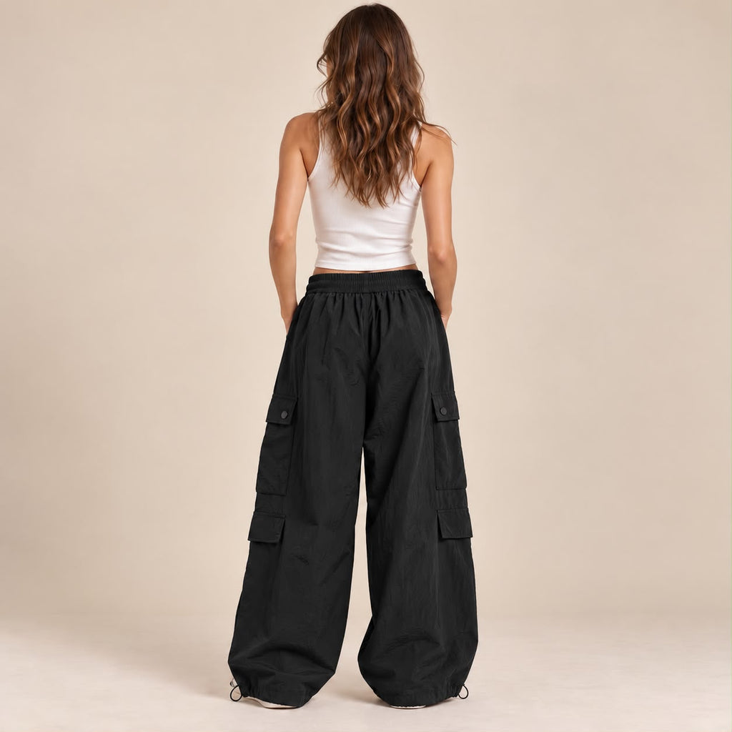 Toggle-Hem Wide-Leg Cargo Pants