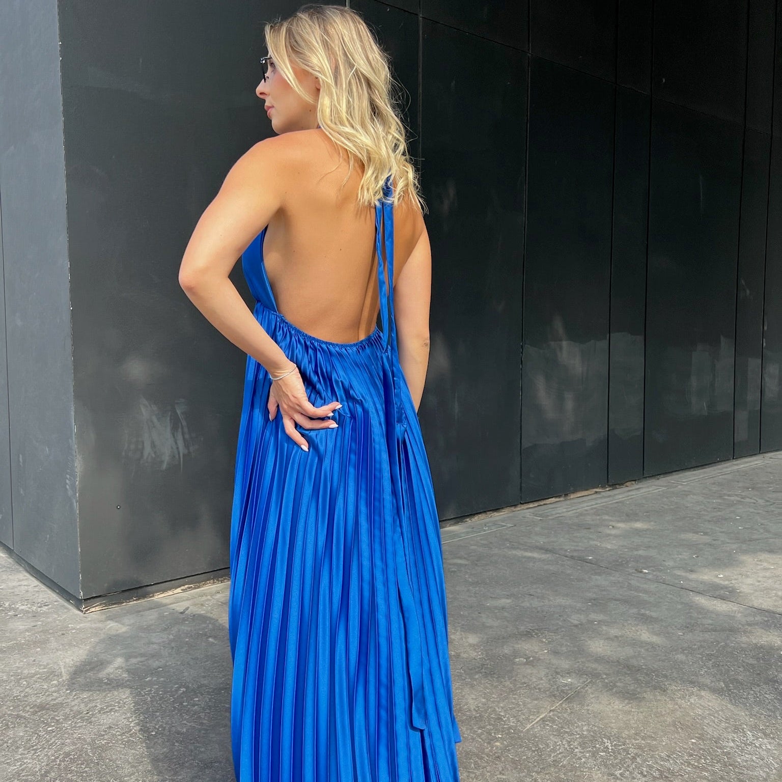 Open back satin dress