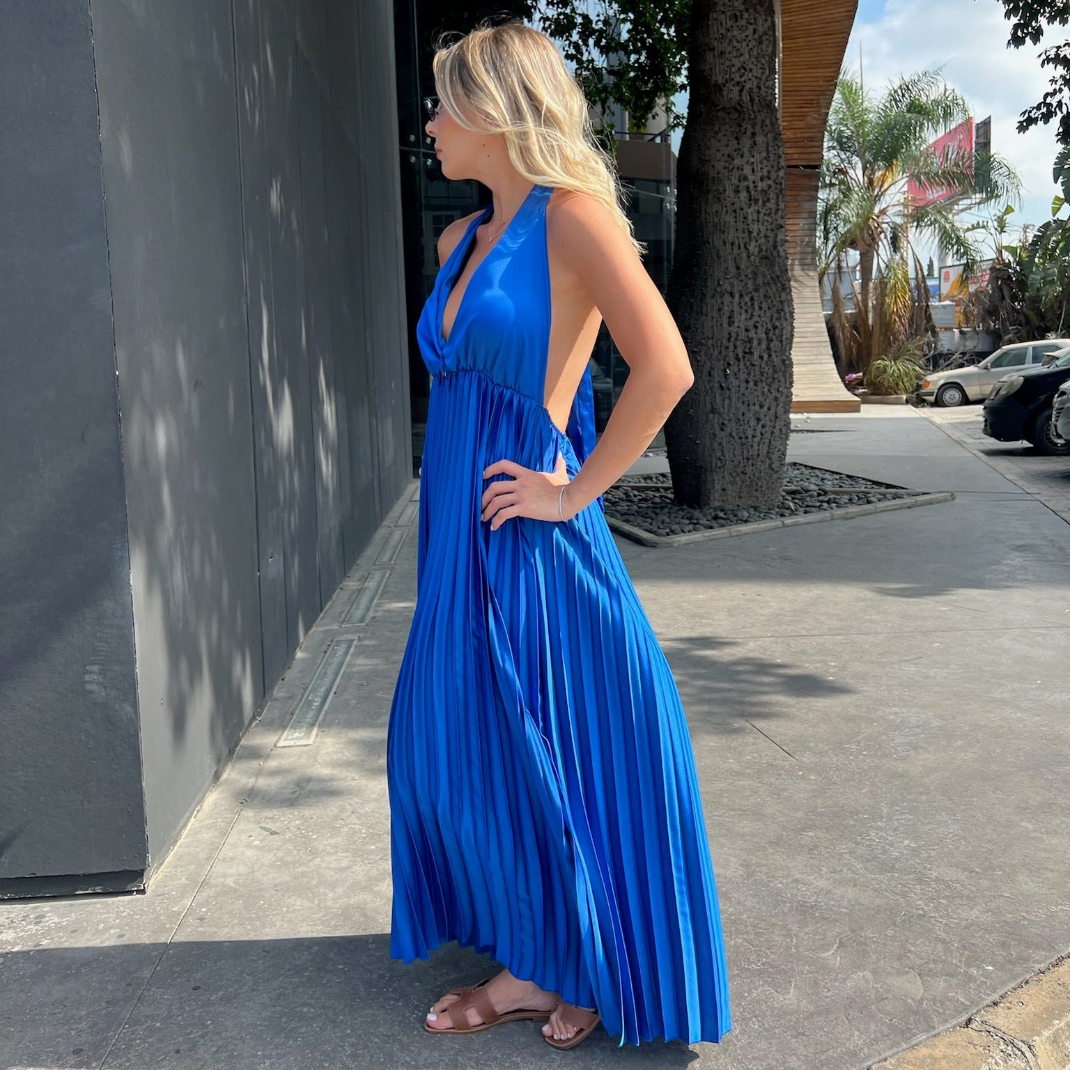 Open back satin dress