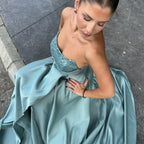 Satin Strapless Mint Dress