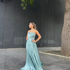 Satin Strapless Mint Dress