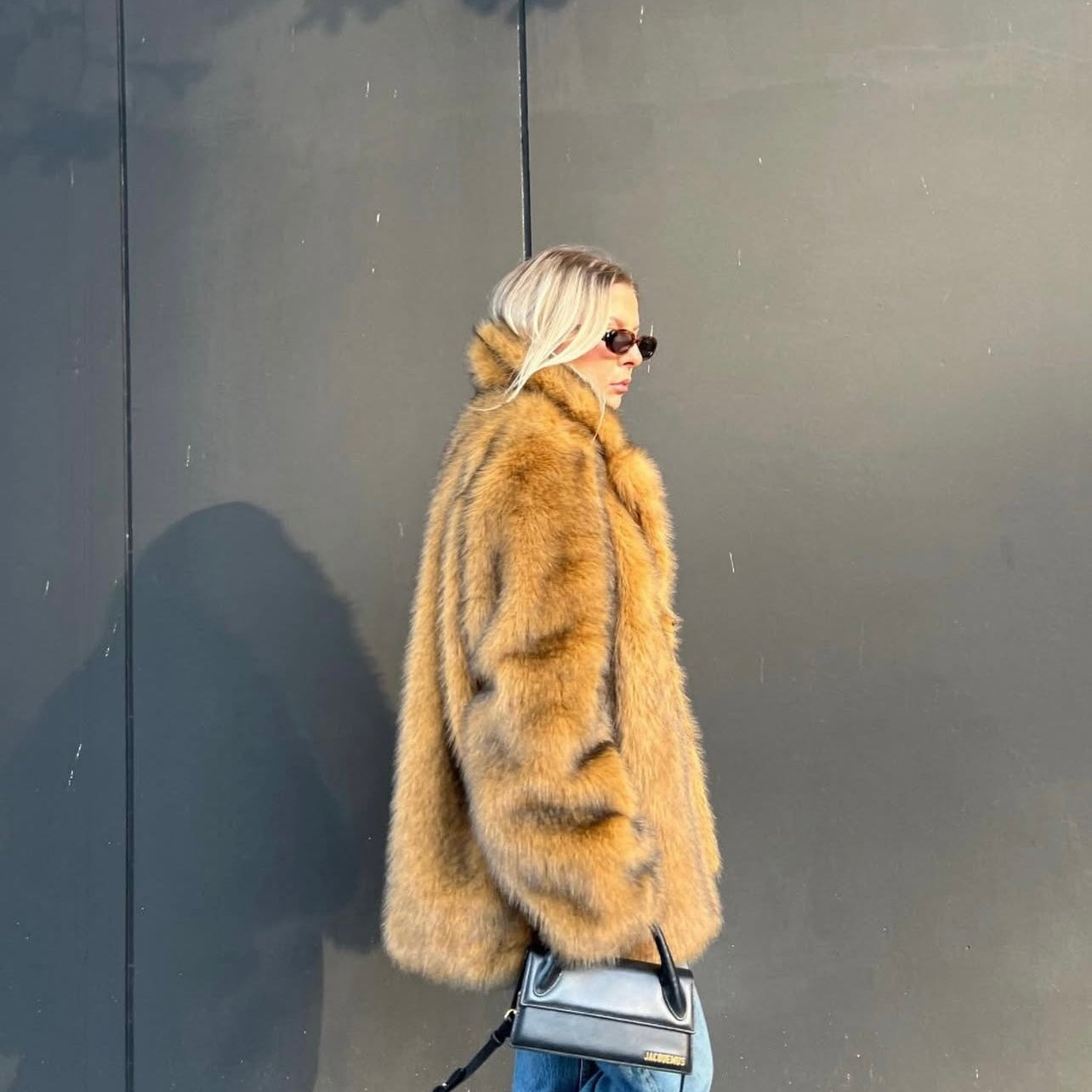 Oversized luxe faux fur coat