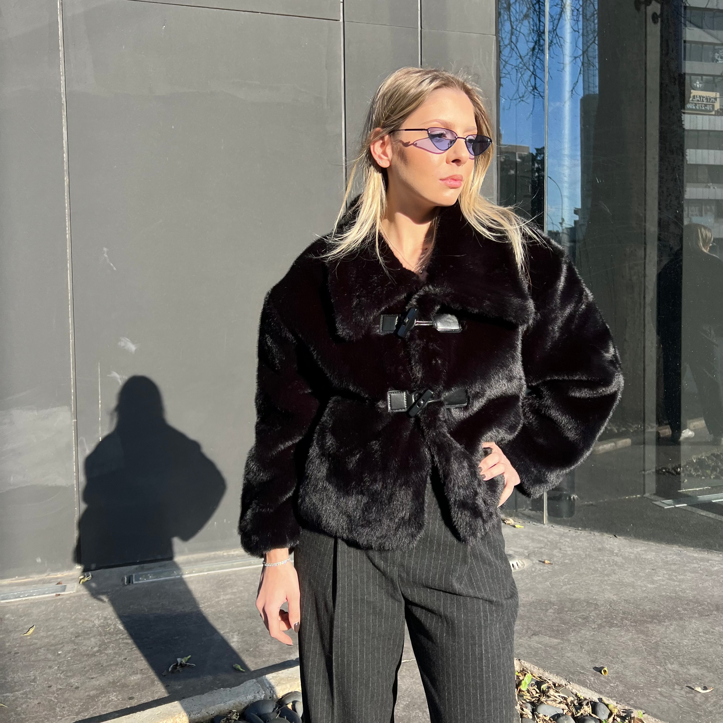 Toggle Faux Fur Jacket