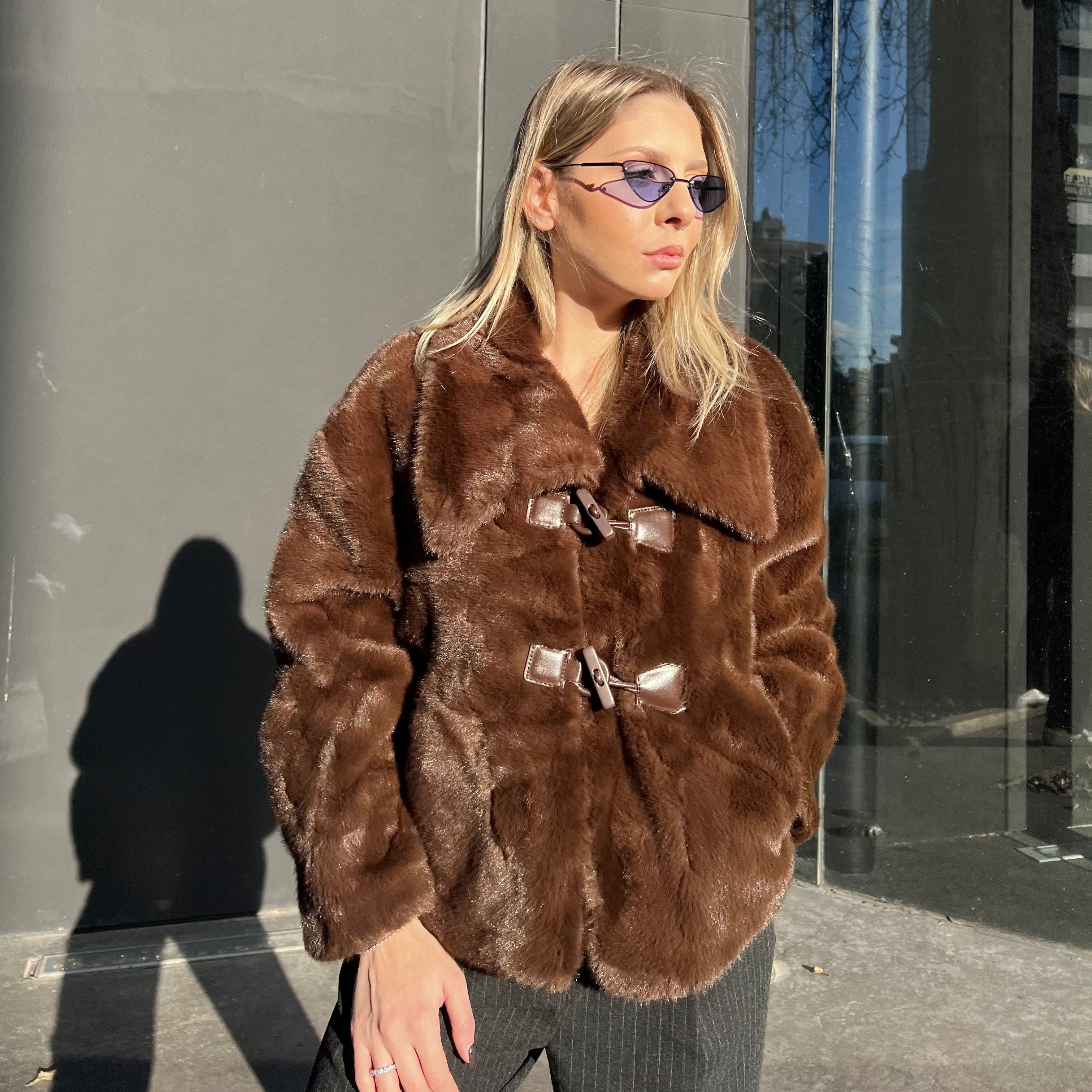 Toggle Faux Fur Jacket