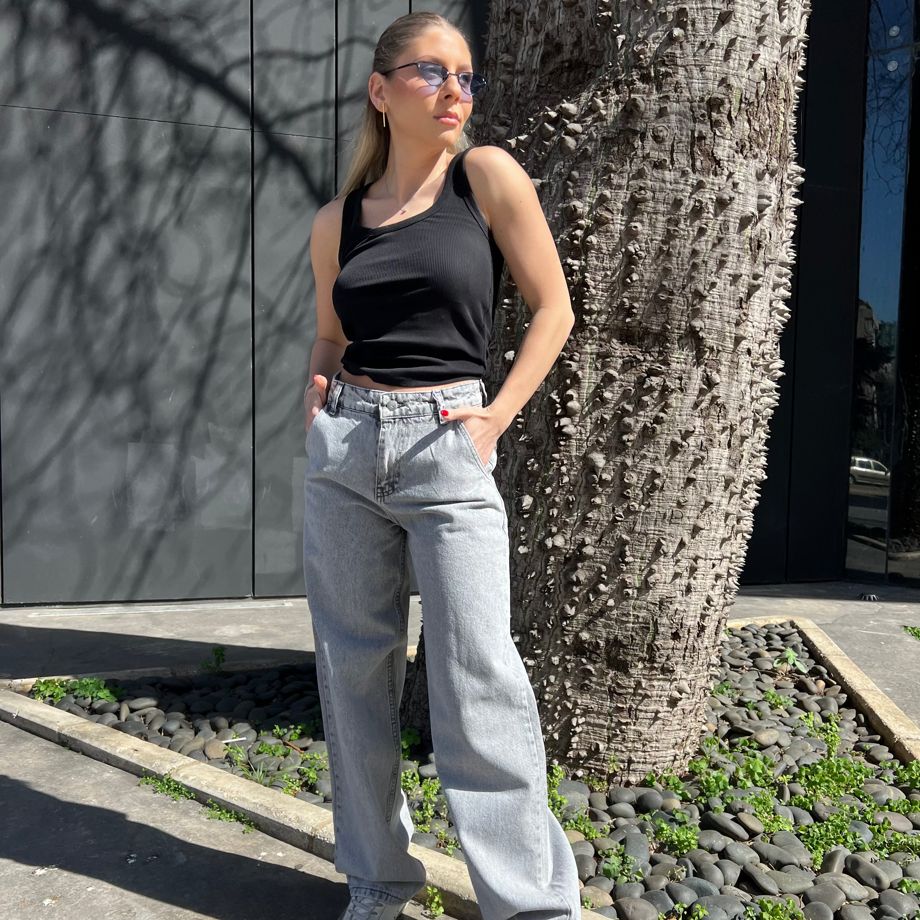 Grey denim jeans