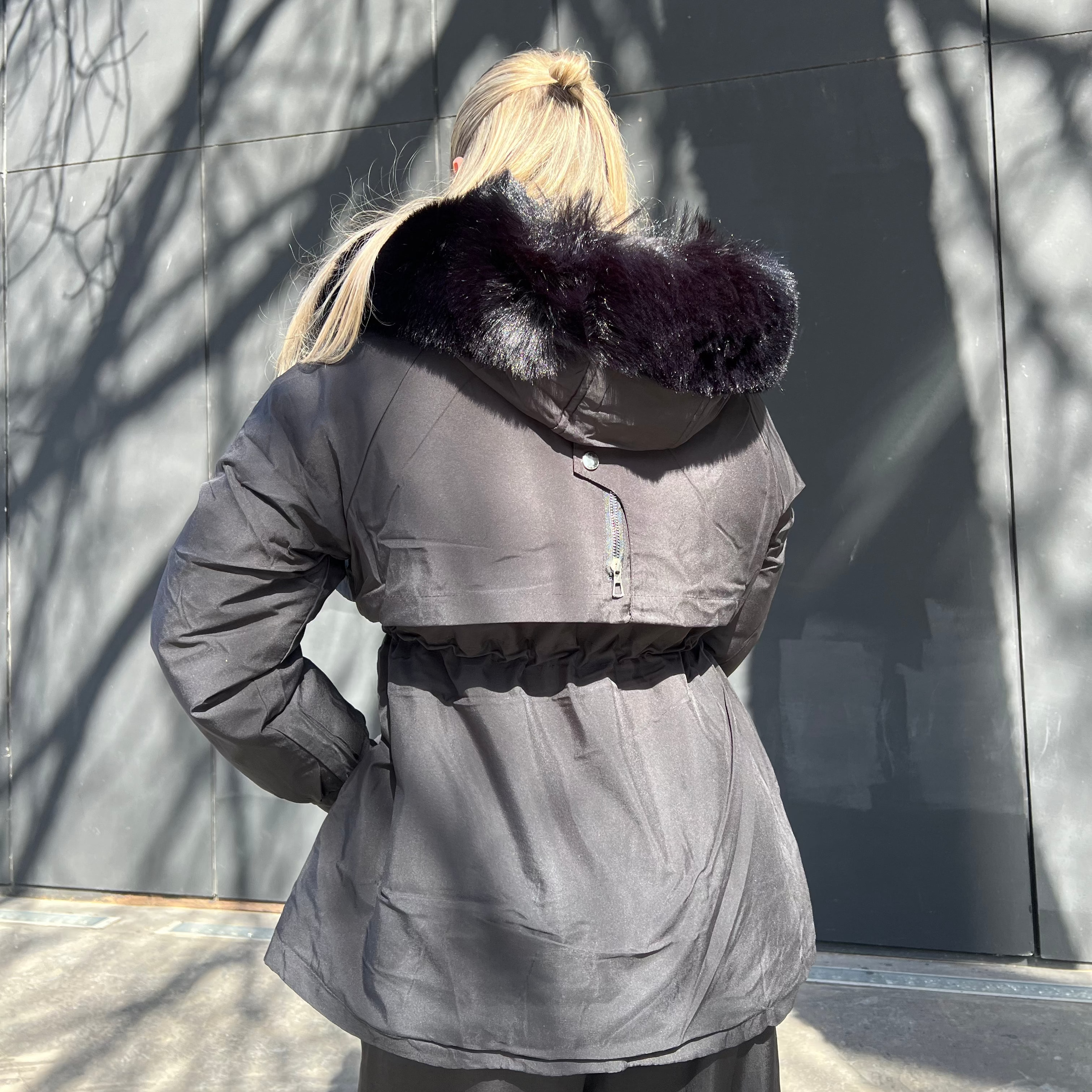 Luxe Cropped Fur-Trim Puffer Jacket