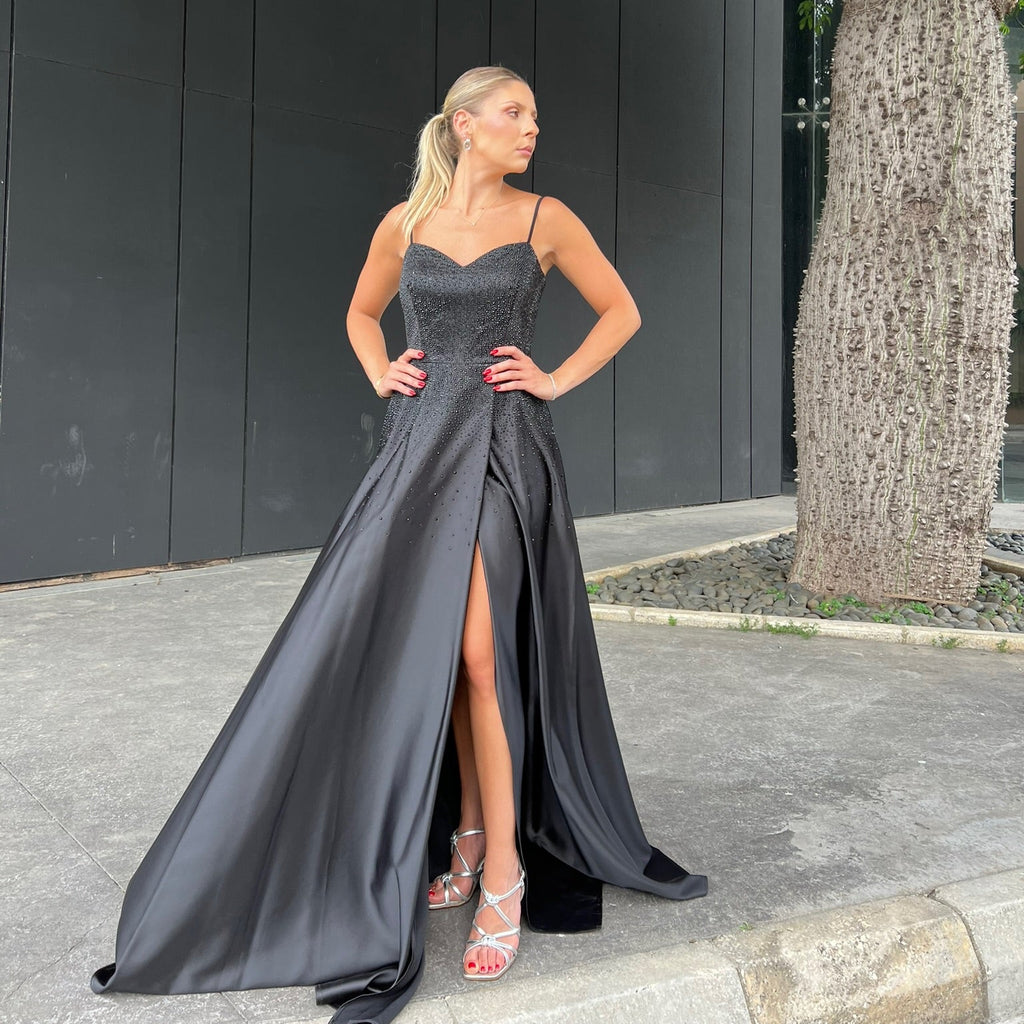 Silky Dress With Rhinestones