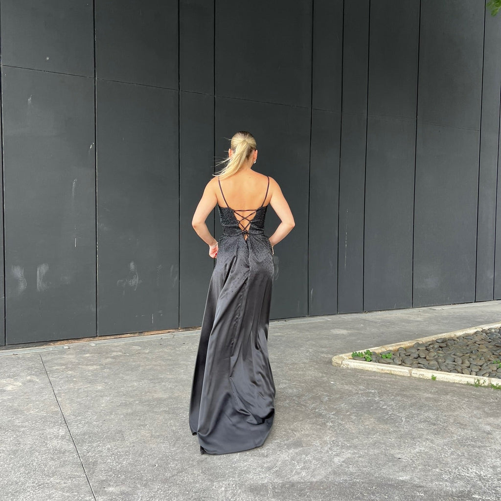 Silky Dress With Rhinestones