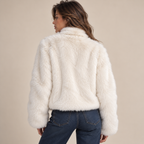 Cropped Faux Fur Zip-Up Jacket
