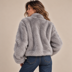 Cropped Faux Fur Zip-Up Jacket