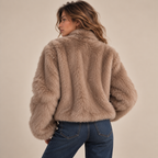Cropped Faux Fur Zip-Up Jacket