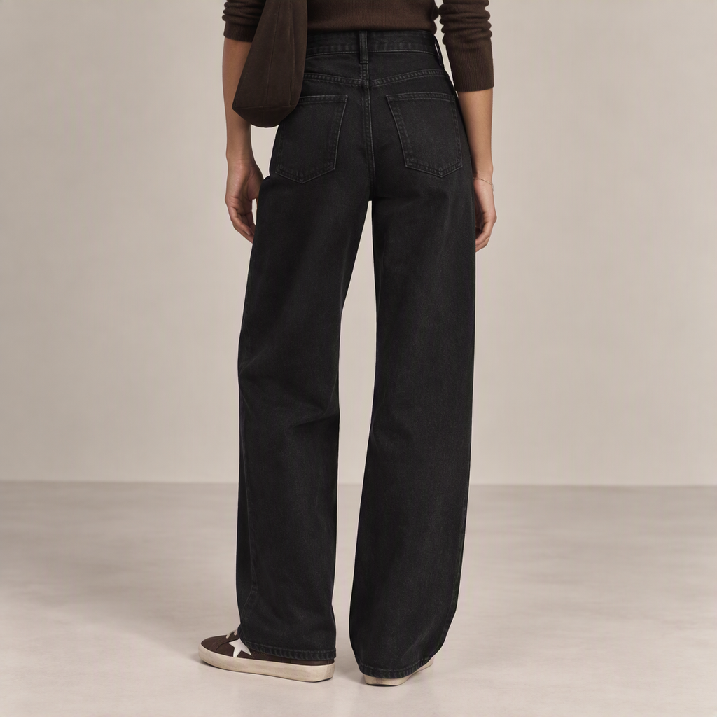 Washed Black Straight-Leg Jeans, back view