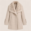 Faux Fur Collar Coat in Beige, product view