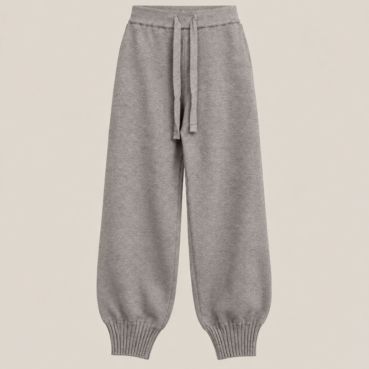 Knit Drawstring Joggers in Grey, product view