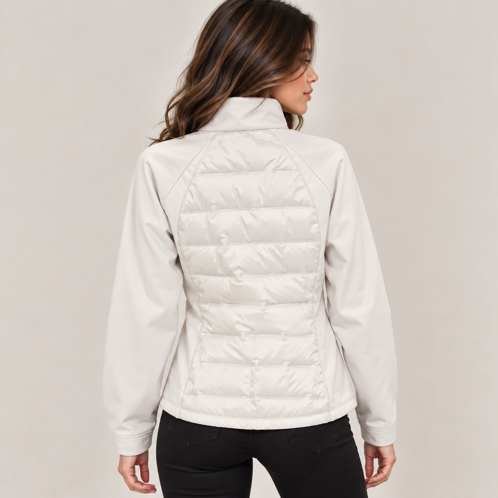 Windproof Quilted Jacket in White, back view