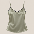 Rhinestone Trim Satin Cami Top in Sage Green, product view