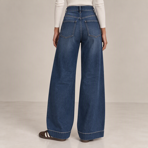 Seamed Wide-Leg Jeans, back view