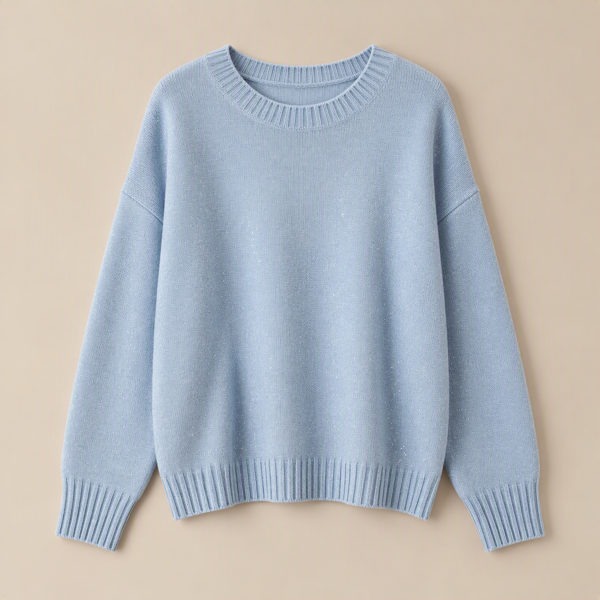 Sparkle Knit Crew Neck Sweater in Baby Blue, product view