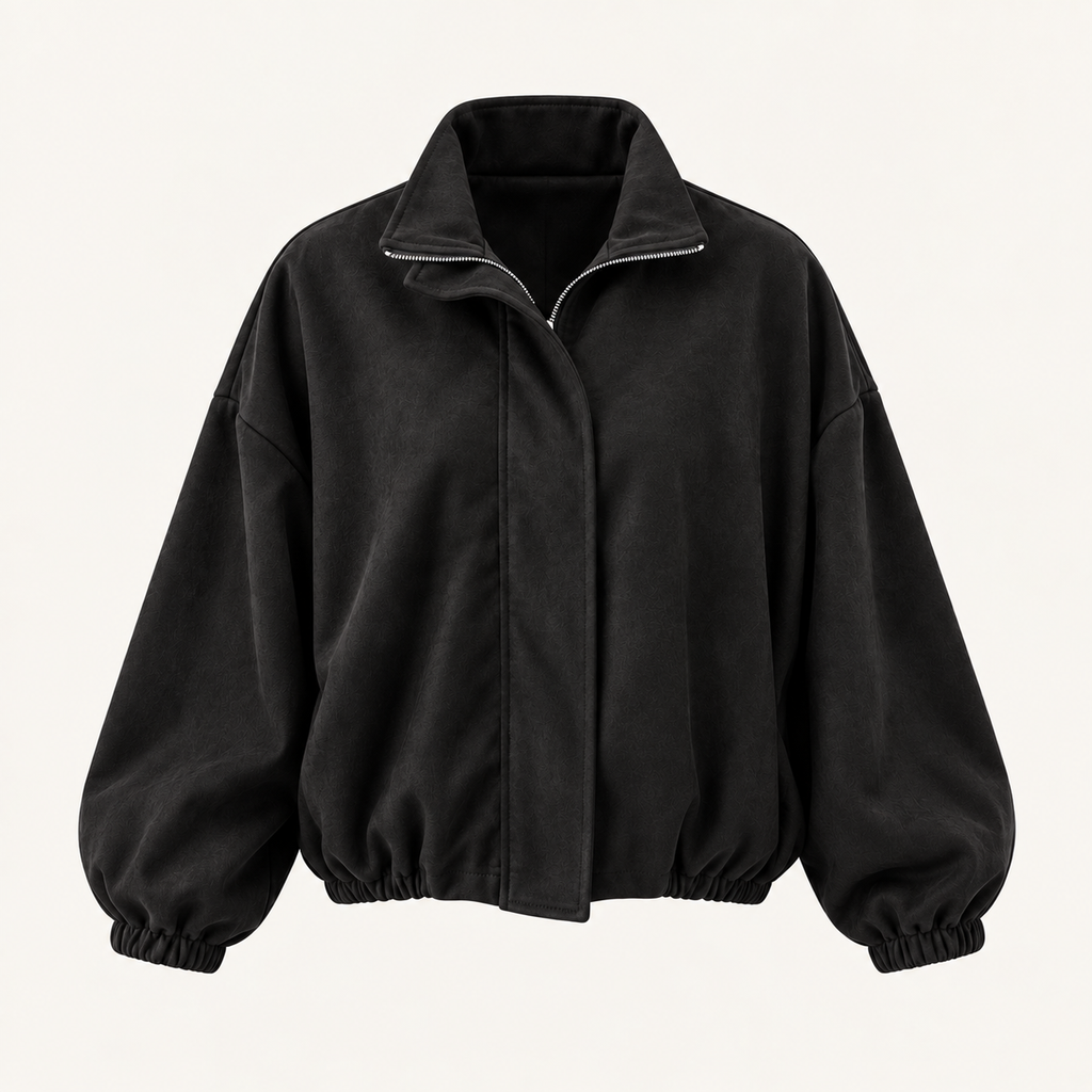 Oversized Bomber Jacket in Black, product view