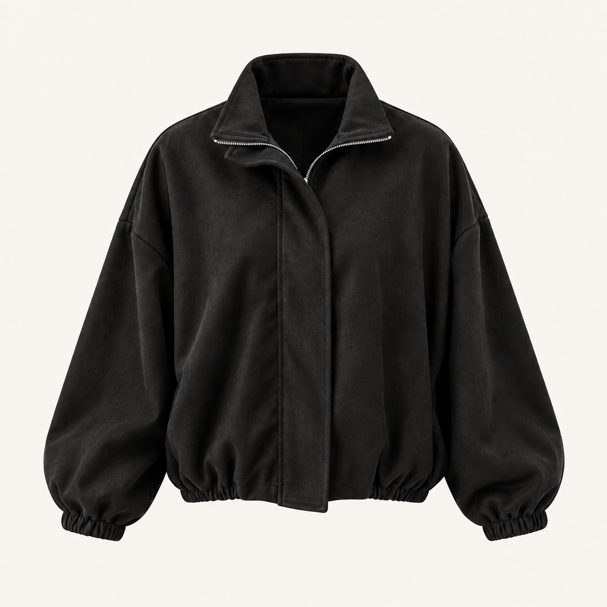 Oversized Bomber Jacket in Black, product view