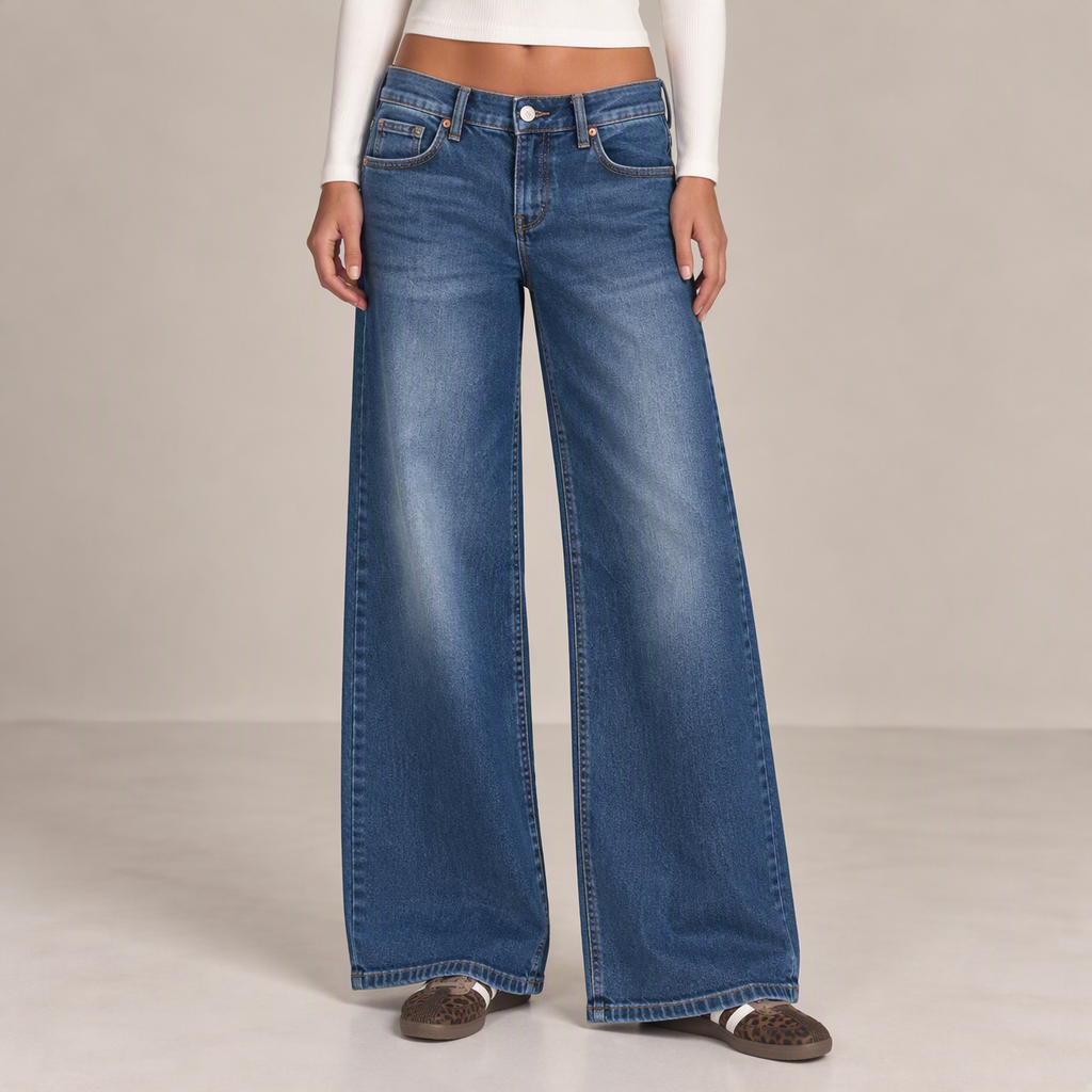 Low-Rise Wide-Leg Jeans, front view