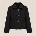 Cropped Round Collar Jacket in Black, product view