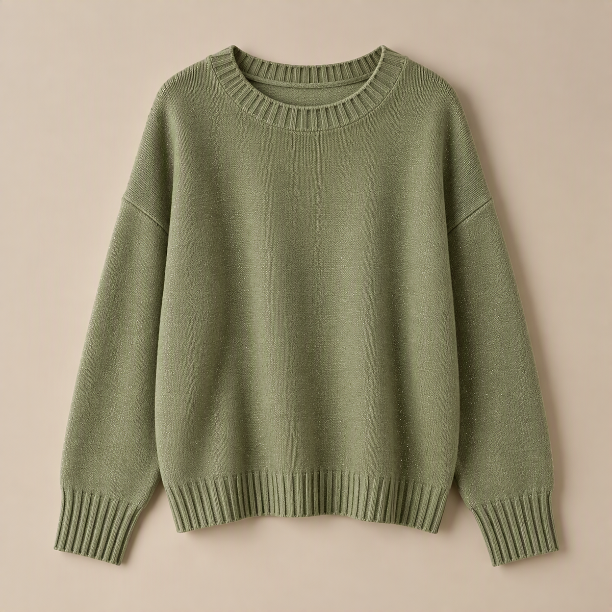 Sparkle Knit Crew Neck Sweater in Light Green, product view