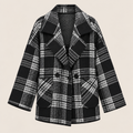 Oversized Plaid Double-Breasted Jacket in Black and White, product view