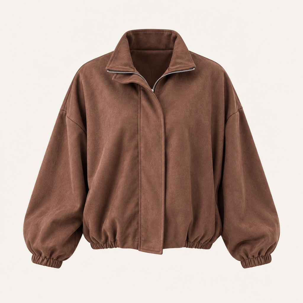 Oversized Bomber Jacket in Brown, product view