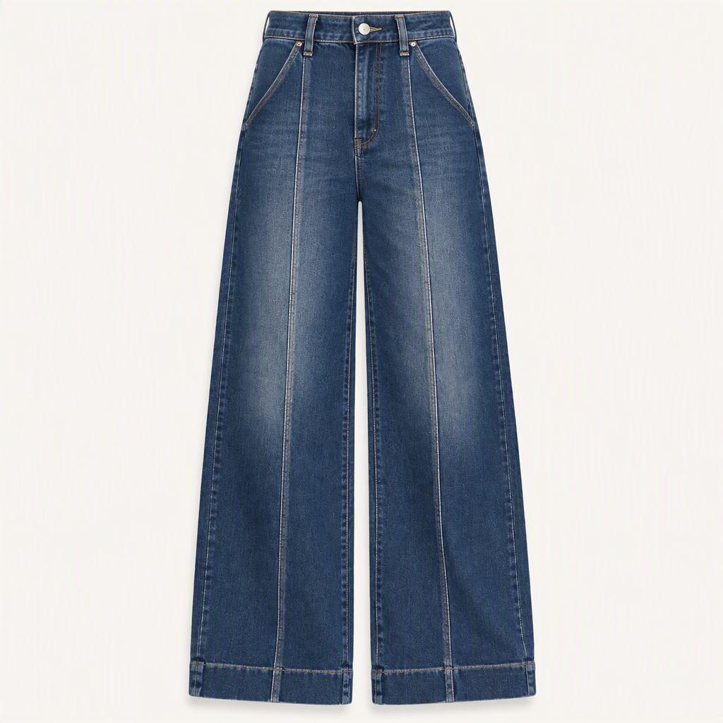 Seamed Wide-Leg Jeans, product view