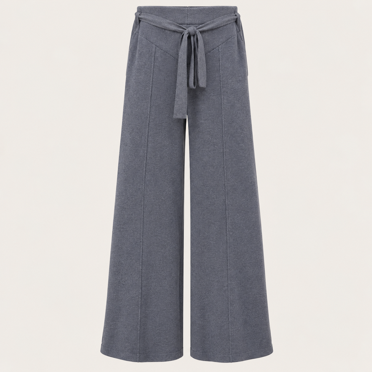 Wide-Leg Tie-Waist Pants in Grey, product view