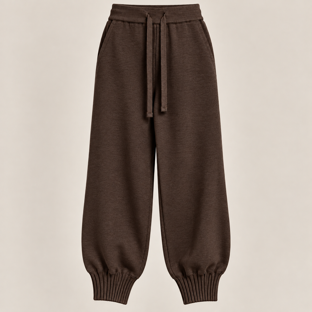Knit Drawstring Joggers in Brown, product view