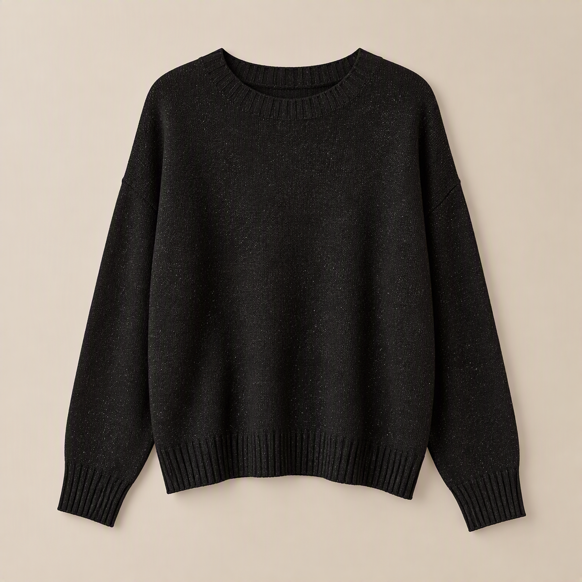 Sparkle Knit Crew Neck Sweater in Black, product view