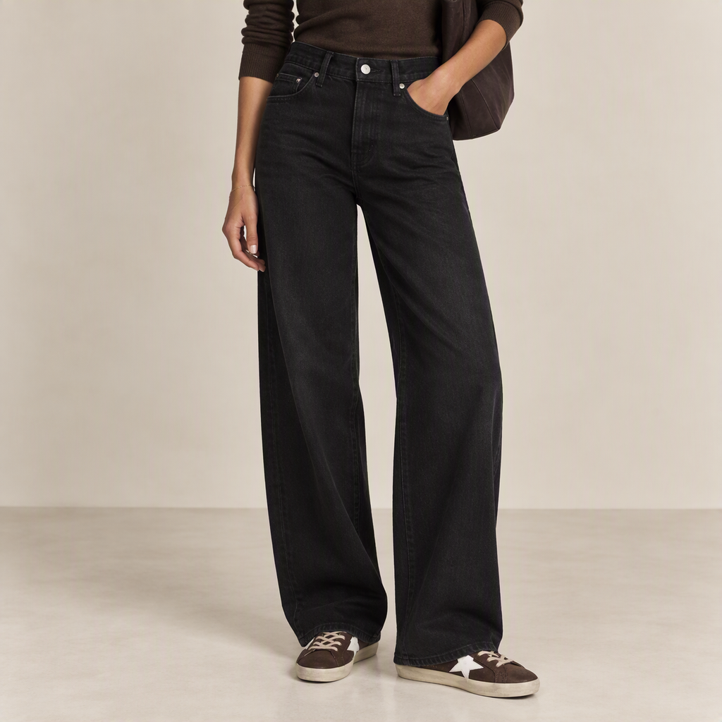 Washed Black Straight-Leg Jeans, front view