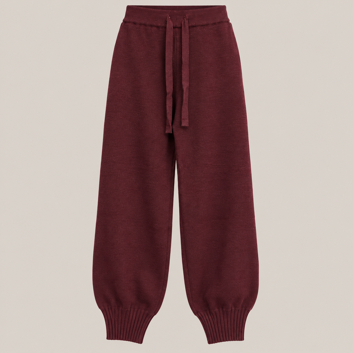 Knit Drawstring Joggers in Burgundy, product view