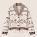 Nordic Knit Shawl Collar Cardigan in White and Beige, product view