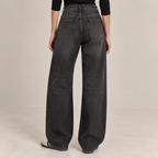 Washed Black Balloon Jeans, back view