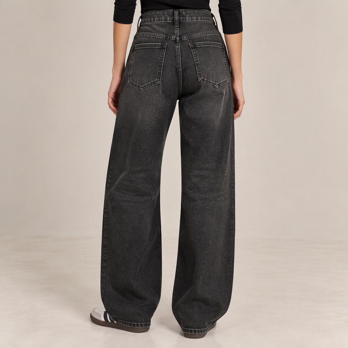 Washed Black Balloon Jeans, back view