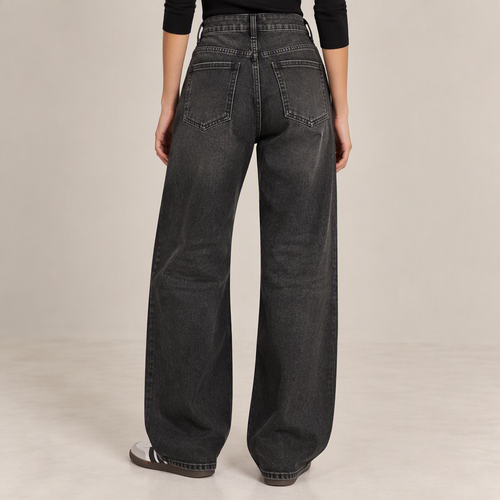 Washed Black Balloon Jeans, back view
